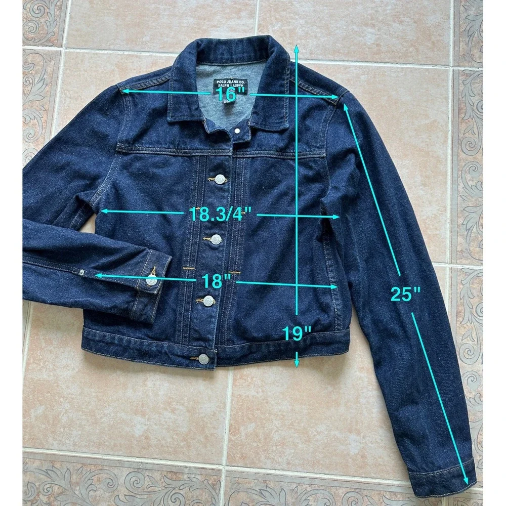 Polo‎ Jeans Co Ralph Lauren Women size Small  Blue Denim Cropped Jean Jacket - Picture 2 of 4